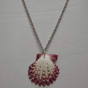Royal Cloak Scallop Pendant Necklace on 18" Stainless Steel Chain